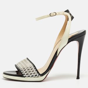 Christian Louboutin Two Tone Mesh and Patent Leather Discoport Sandals Size 37.5, Sandals - Luxury Closet