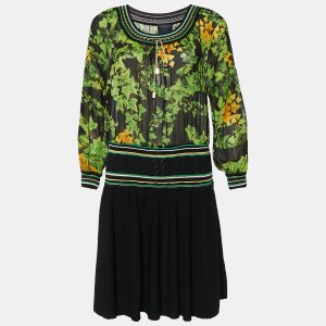 Class by Roberto Cavalli Black Knit& Printed Silk Midi Dress M, Dresses - Luxury Closet catalog