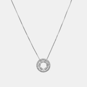 Damiani 18K White Gold, Diamond 0.49ct. tw. Ring Pendant Necklace, Necklaces - Luxury Closet catalog