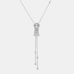 Damiani Burlesque 18K White Gold, Round Brilliant Cut Diamond 0.81ct. tw. Lariat Necklace, Necklaces - Luxury Closet catalog