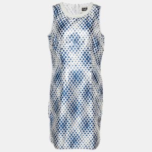 D&G White & Blue Dot Printed Silk Blend Sleeveless Midi Dress L, Dresses - Luxury Closet catalog