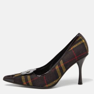 D&G Brown Plaid Wool and Patent Leather Pointed Toe Pumps Size 37.5, Pumps - Luxury Closet catalog