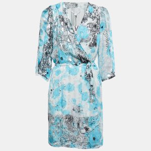 Diane Von Furstenberg Blue Met Dot Silk Mini Wrap Dress L, Dresses - Luxury Closet catalog