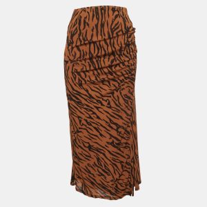 Diane Von Furstenberg Orange Print Stretch Knit Caspian Tigress Midi Skirt S, Skirts - Luxury Closet catalog