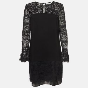 Diane Von Furstenberg Black Lavana Lace and Crepe Drop Waist Dress M, Dresses - Luxury Closet catalog