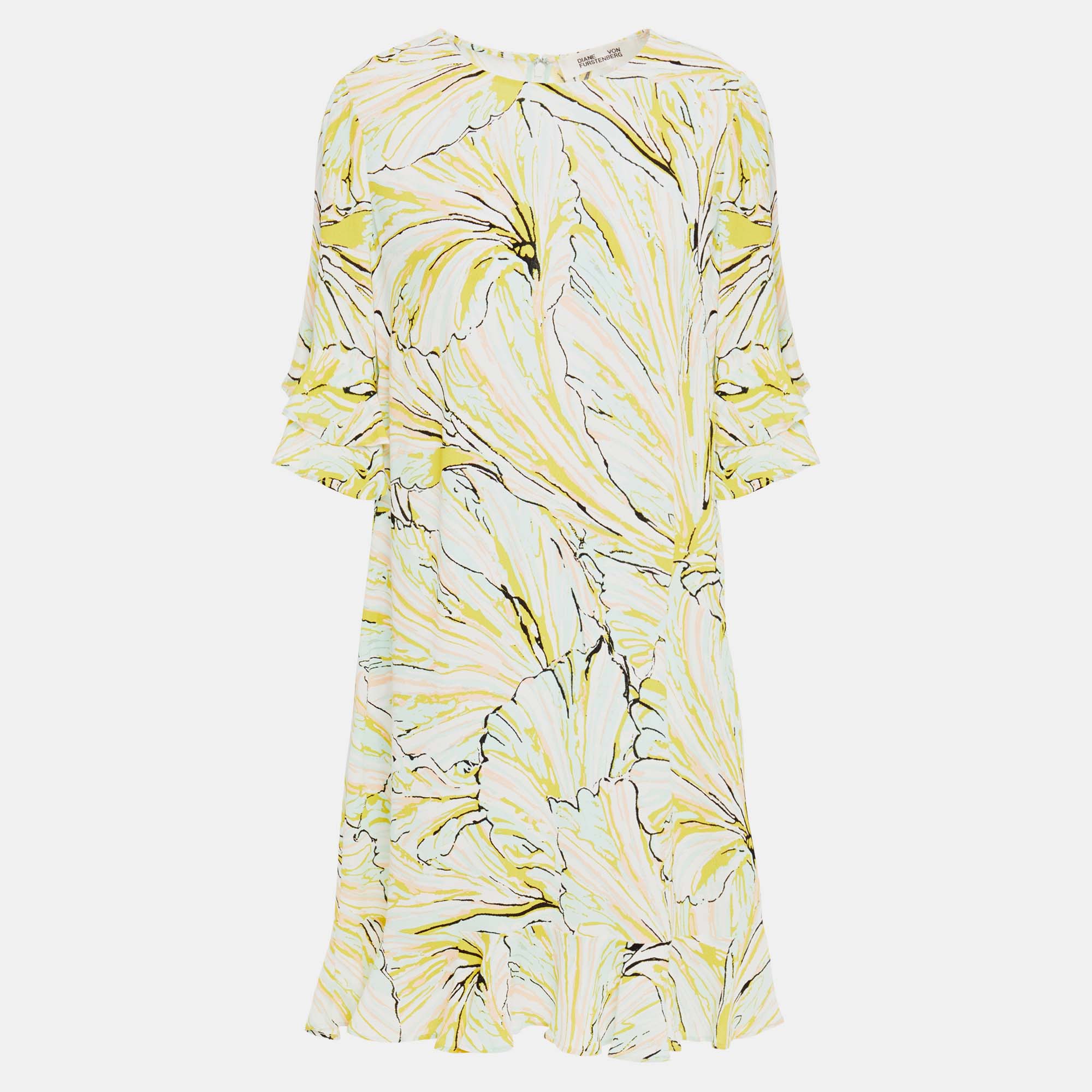 Diane Von Furstenberg White Printed Crepe Shift Dress S, Dresses - Luxury Closet catalog