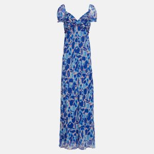 Diane Von Furstenberg Blue/Pink Printed Chiffon Maxi Dress XXL (US 12), Dresses - Luxury Closet catalog