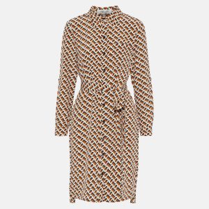 Diane Von Furstenberg Brown Printed Silk Prita Belted Dress XS, Dresses - Luxury Closet catalog