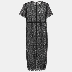 Diane Von Furstenberg Black Lace Tailored Overlay Midi Dress M, Dresses - Luxury Closet