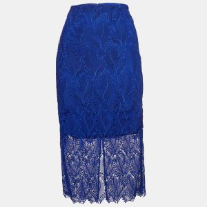 Diane Von Furstenberg Blue Lace Overlay Tailored Pencil Skirt S, Skirts - Luxury Closet catalog