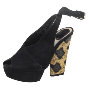 Dior Black Suede Platform Ankle Strap Sandals Size 37.5, Sandals - Luxury Closet
