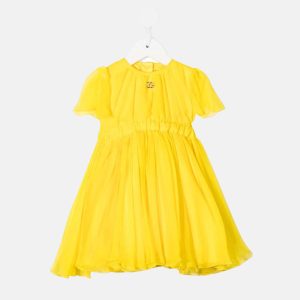 Dolce & Gabbana Kids Yellow - Silk - Logo Joy Therapy Themed Dress Size 6/9, Dresses - Luxury Closet catalog