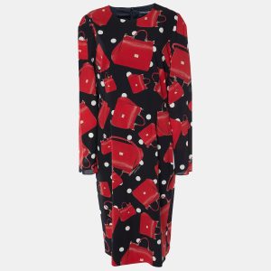 Dolce & Gabbana Black Miss Sicily Bag Print Silk Sheath Dress XL, Dresses - Luxury Closet catalog