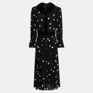 Dolce & Gabbana Black Polka-Dot Print Silk Midi Dress IT 42, Dresses - Luxury Closet catalog