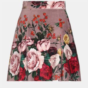 Dolce & Gabbana Pink Floral Print Velvet Mini Skirt XS (IT 36), Skirts - Luxury Closet catalog