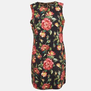 Dolce & Gabbana Black Floral Print Jacquard Sleeveless Dress XL, Dresses - Luxury Closet catalog