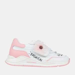 Dolce & Gabbana Kids Pink/White - Leather - Floral Motif Sneakers EU 27, Athletic Shoes & Sneakers - Luxury Closet