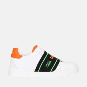 Dolce & Gabbana Kids White Multicolor - Leather - Classic Logo Low Top Slip-On Sneakers EU 31, Athletic Shoes & Sneakers - Luxury Closet
