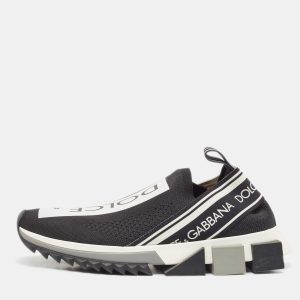 Dolce & Gabbana Black Knit Fabric Sorrento Sneakers Size 38, Athletic Shoes & Sneakers - Luxury Closet