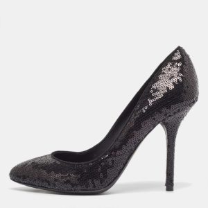 Dolce & Gabbana Black Sequins Round Toe Pumps Size 37.5, Pumps - Luxury Closet catalog