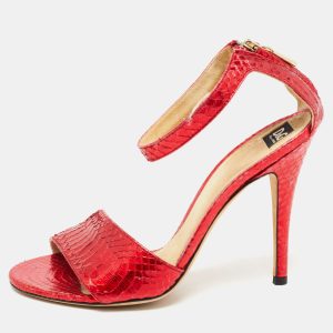 D&G Red Python Leather Ankle Strap Sandals Size 36, Sandals - Luxury Closet