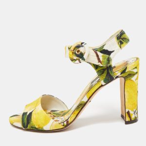 Dolce & Gabbana Multicolor Brocade Fabric Ankle Strap Sandals Size 36.5, Sandals - Luxury Closet