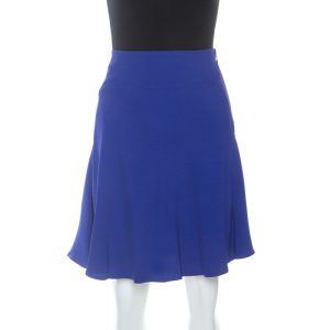 Elie Saab Blue Crepe Flared Skirt S, Skirts - Luxury Closet