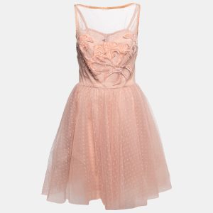 Elie Saab Light Dotted Tulle Embellished Mini Flared Dress L, Dresses - Luxury Closet catalog