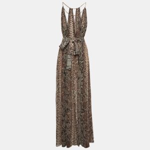 Elie Saab Brown Python Print Chiffon Halter Neck Gown S, Dresses - Luxury Closet catalog