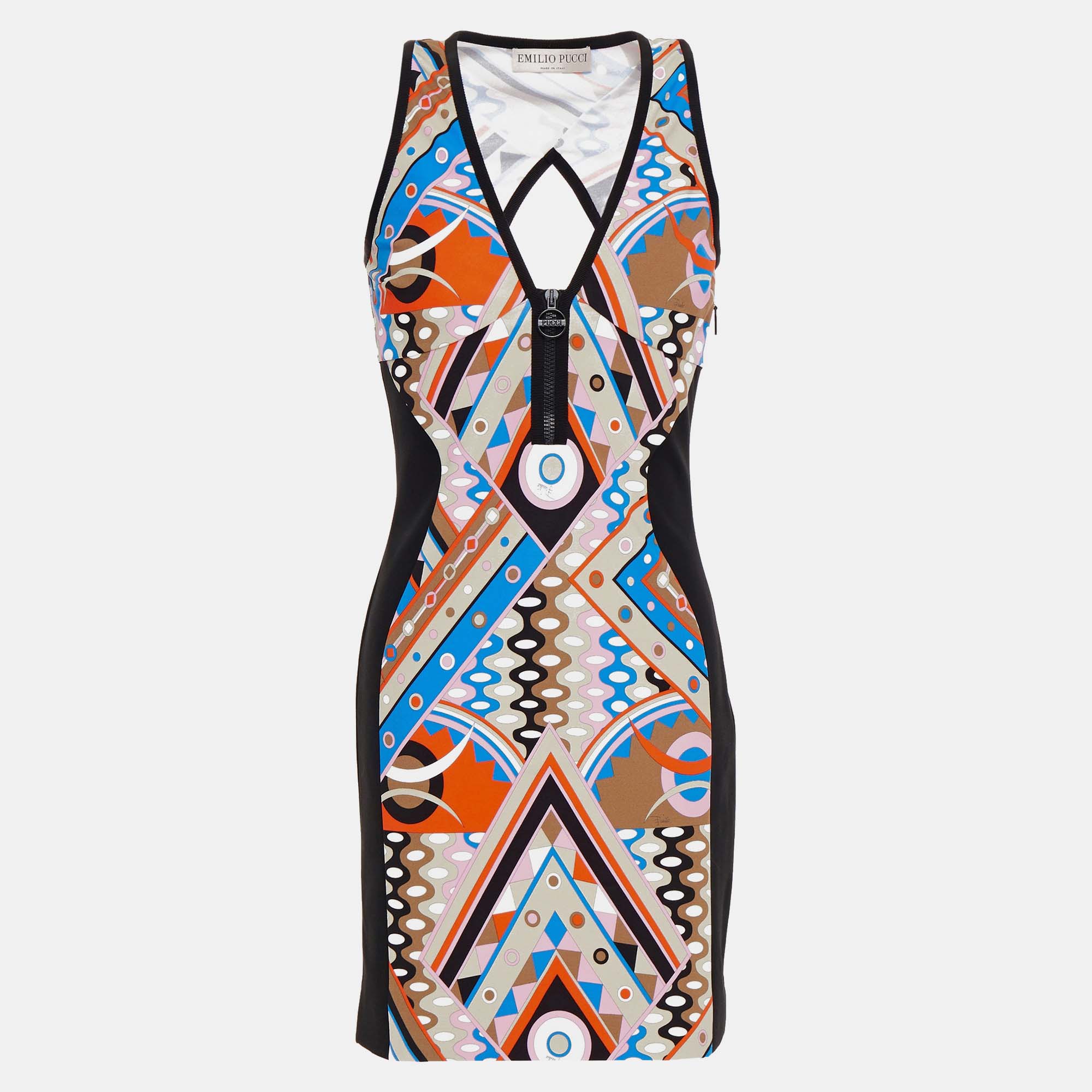 Emilio Pucci Black/Multicolor Printed Knit Mini Dress L (IT 44), Dresses - Luxury Closet catalog