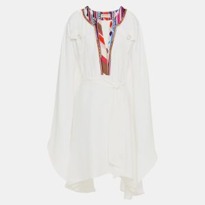 Emilio Pucci White Silk Embroidered Kaftan Dress M (IT 42), Dresses - Luxury Closet catalog