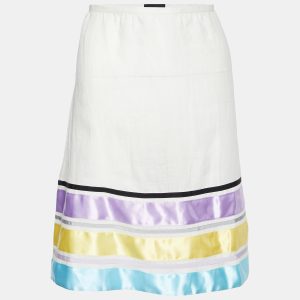 Emporio Armani Off-White Ramie Contrast Trim Mini Skirt M, Skirts - Luxury Closet