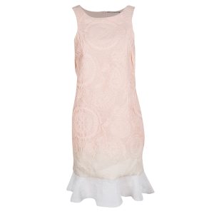 Ermanno Scervino Peach Ombre Embossed Jacquard Ruffled Bottom Sleeveless Dress M, Dresses - Luxury Closet