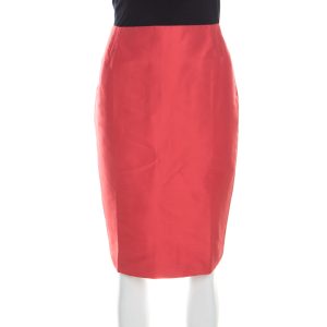 Escada Burnt Orange Silk Pencil Skirt M, Skirts - Luxury Closet