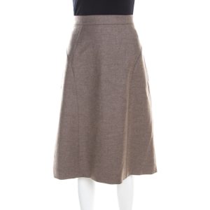 Escada Pine Brown Wool Tailored Rubla A Line Skirt L, Skirts - Luxury Closet