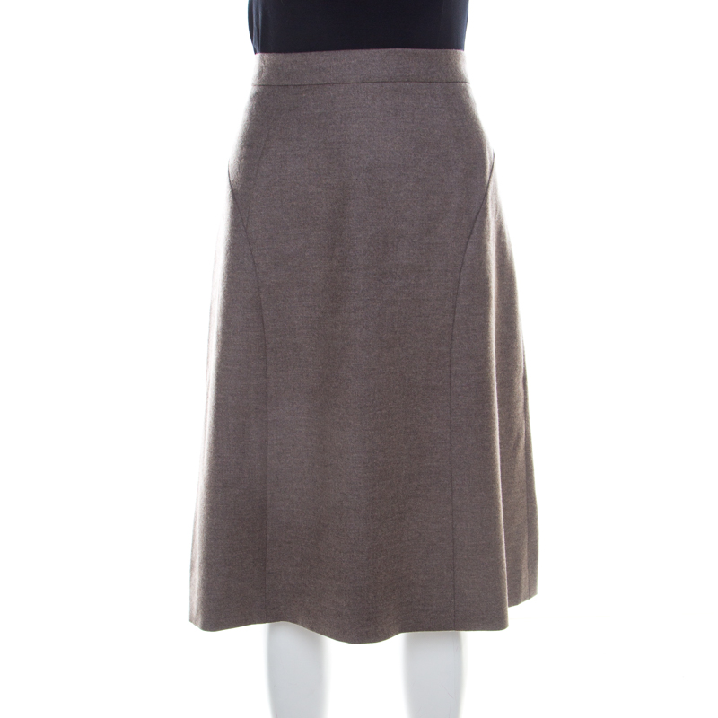 Escada Pine Brown Wool Tailored Rubla A Line Skirt M, Skirts - Luxury Closet