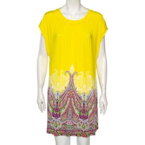 Etro Yellow/Paisley Printed Jersey Gathered Yoke Detailed Dress M/L, Dresses - Luxury Closet catalog