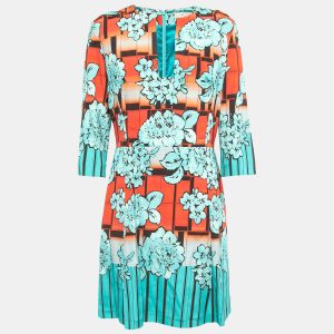 Etro Navy Blue/Red Floral Printed Crepe Flared Short Dress L, Dresses - Luxury Closet catalog