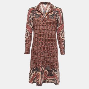 Etro Brown Printed Wool Collared A-Line Short Dress M, Dresses - Luxury Closet catalog