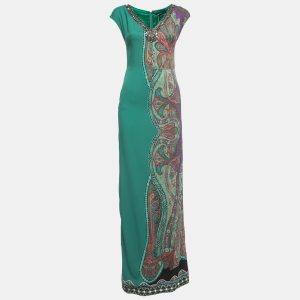 Etro Green Paisley Printed Crepe Embellished Maxi Dress S, Dresses - Luxury Closet catalog