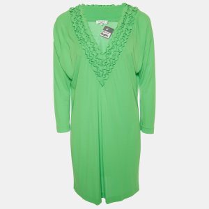 Etro Green jersey Frill Neck Detail Mini Dress L, Dresses - Luxury Closet catalog