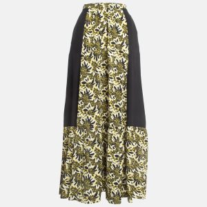 Etro Yellow/Black Floral Print Silk Tiered Maxi Skirt S, Skirts - Luxury Closet catalog