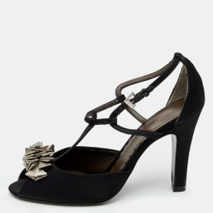 Etro Black Satin Embellished T Strap Sandals Size 36, Sandals - Luxury Closet