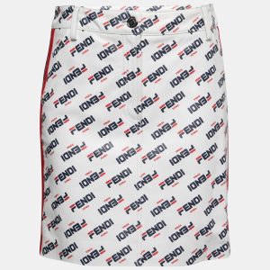 Fendi White All Over Logo Print Leather Mini Skirt M, Skirts - Luxury Closet