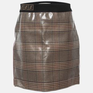 Fendi Beige Glazed Prince of Wales Plaid Wool Mini Skirt S, Skirts - Luxury Closet catalog