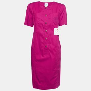 Fendi Vintage Pink Logo Embroidered Cotton Buttoned Midi Dress L, Dresses - Luxury Closet catalog