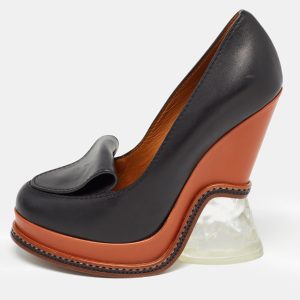 Fendi Black Leather Wedge Loafer Pumps Size 36, Pumps - Luxury Closet