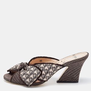 Fendi Brown/Black Fabric Knotted Mule Sandals Size 38.5, Sandals - Luxury Closet
