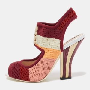 Fendi Multicolor Knit Fabric Slingback Sandals Size 38.5, Sandals - Luxury Closet