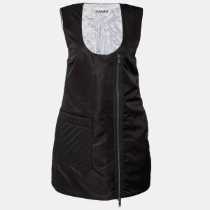 Ganni  Black Synthetic Quilted Pocket Sleeveless Zip Front Mini Dress M, Dresses - Luxury Closet catalog